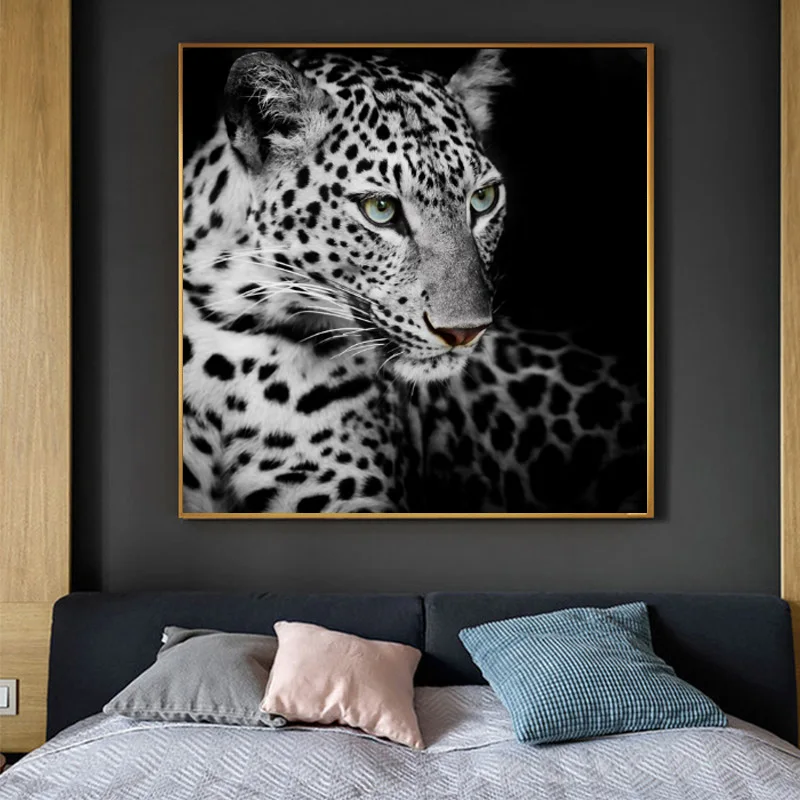 Современная Картина на холсте леопард тигр животные Куадрос черные белые