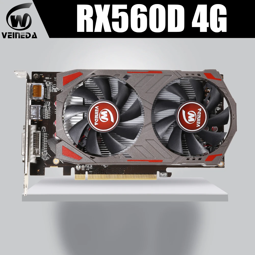 VEINIDA Graphics Card Radeon Rx560D GPU 4Gb Gddr5 128bit Pci Express 3.0 Directx12 Video Gaming For Desktop