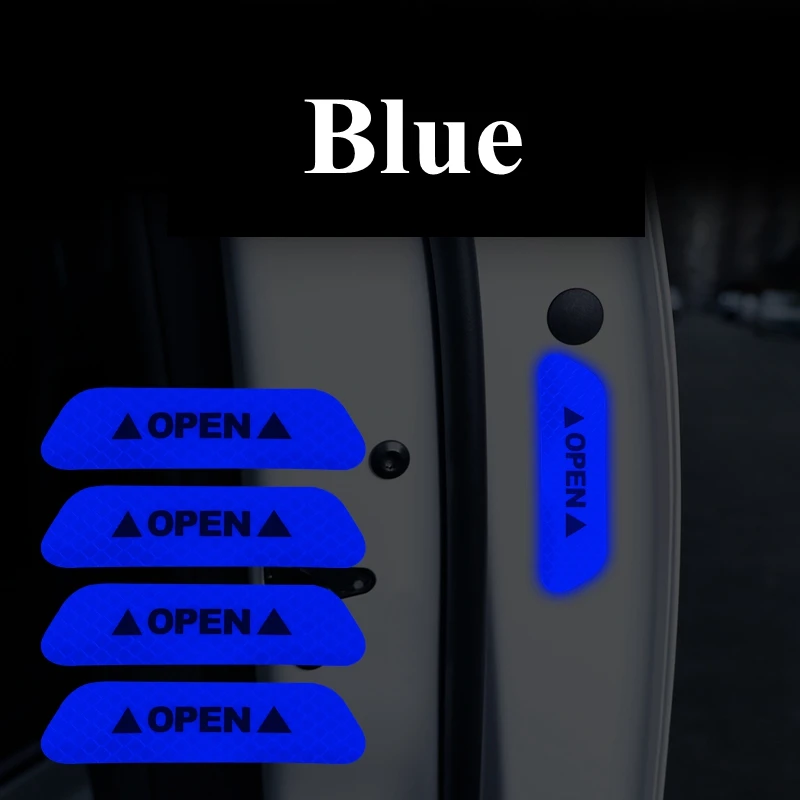 

4pcs Car OPEN Reflective Tapes Sticker Auto Door Warning Mark Notice CRV Reflector Strip Reflectant Luminous Reflex Safet