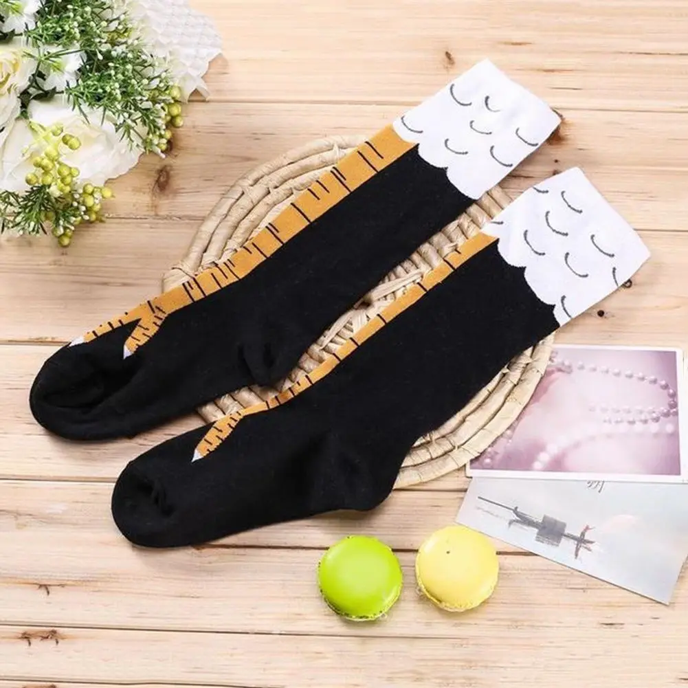 Новинка женские носки до колена с забавными курицами гольфы подарок для фитнеса