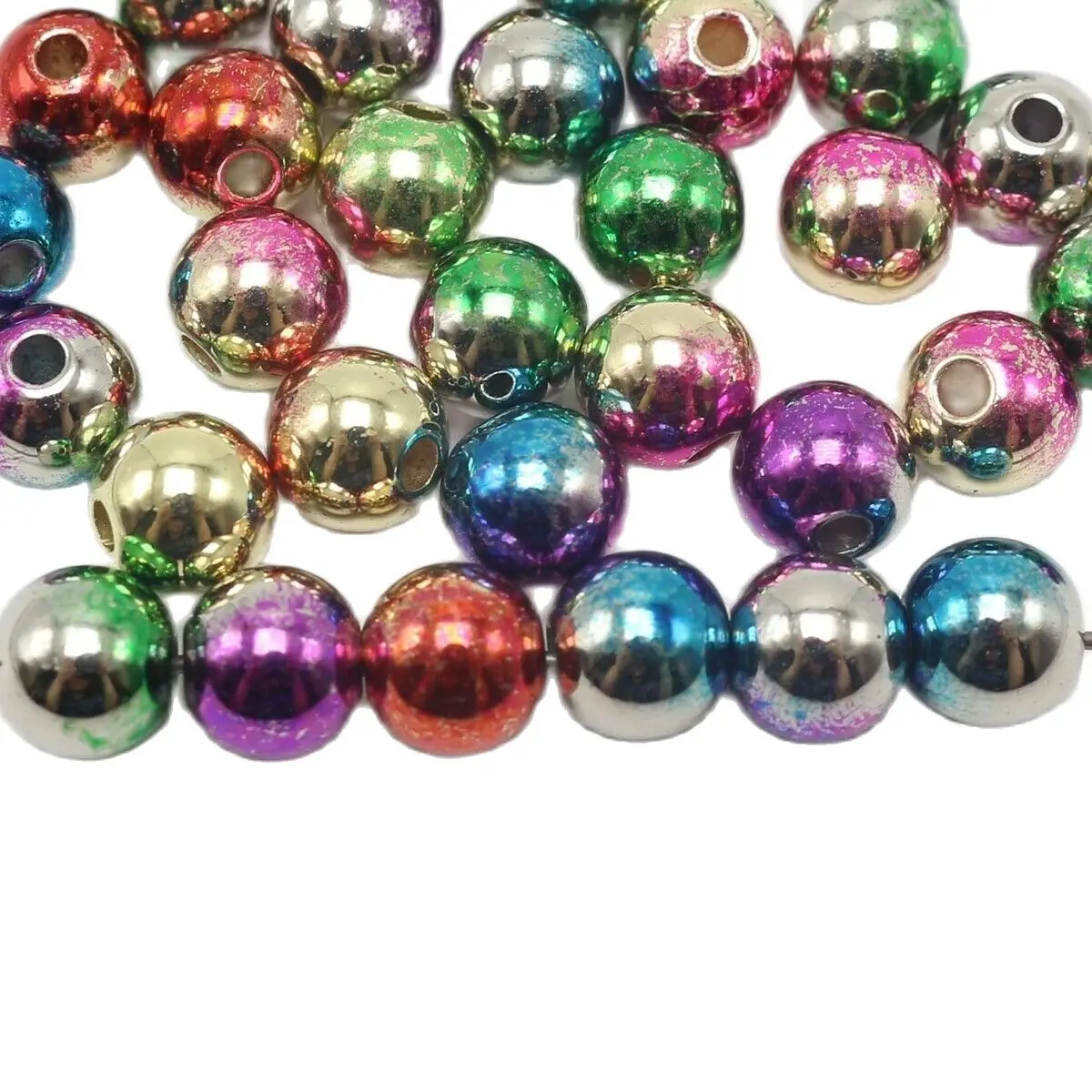 

Craft DIY Shiny Two-tone Metallic Colour Acrylic Christmas Round Beads 6mm-10mm