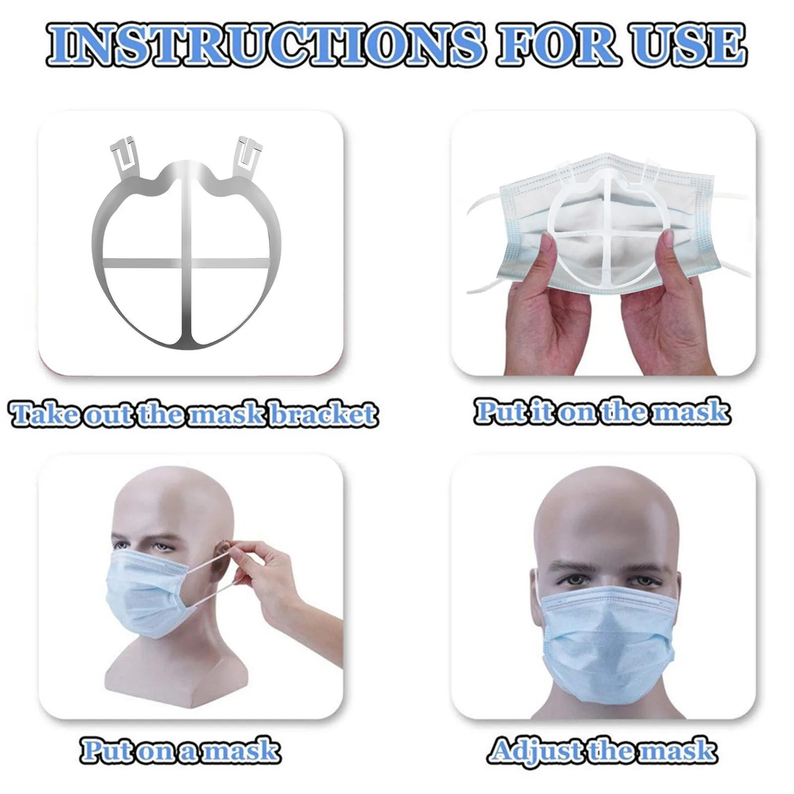 

1/2PC Adult 3D Mask Bracket Inner Support Frame Mask Holder Breathing Washable Mouth Cover Silicone Bracket Mask Support Holder