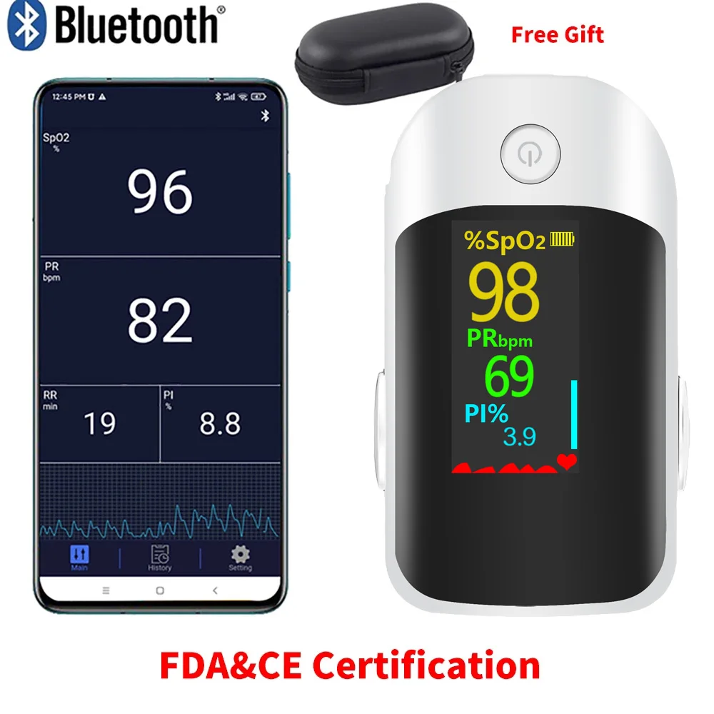 Пульсоксиметр на кончик пальца SpO2 PR RR профессиональный портативный прибор для