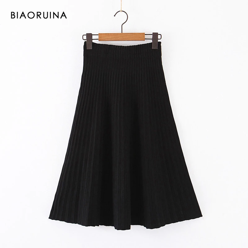 BIAORUINA Женская однотонная элегантная плиссированная юбка эластичная трикотажная