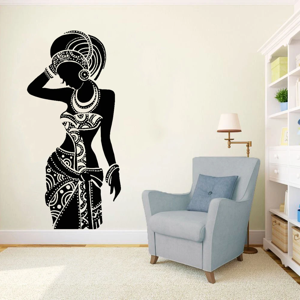 Африканская женщина настенные наклейки Африканский этнический силуэт виниловая