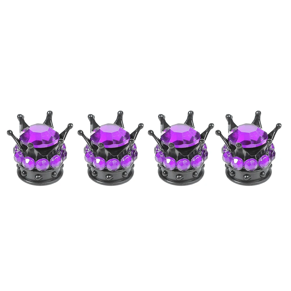 Black Purple 4 шт./компл. Универсальный Корона Стиль воздуха в шинах автомобиля шток клапана Кепки колесо автомобилей Шины стержень воздушный клапан пылезащитные заглушки Кепки s на обода сплавочных колес - Цвет: Black Purple