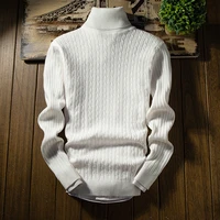 autumn and winter mens turtleneck sweater slim casual youth simple pure color knit base men clothing sweater men korean