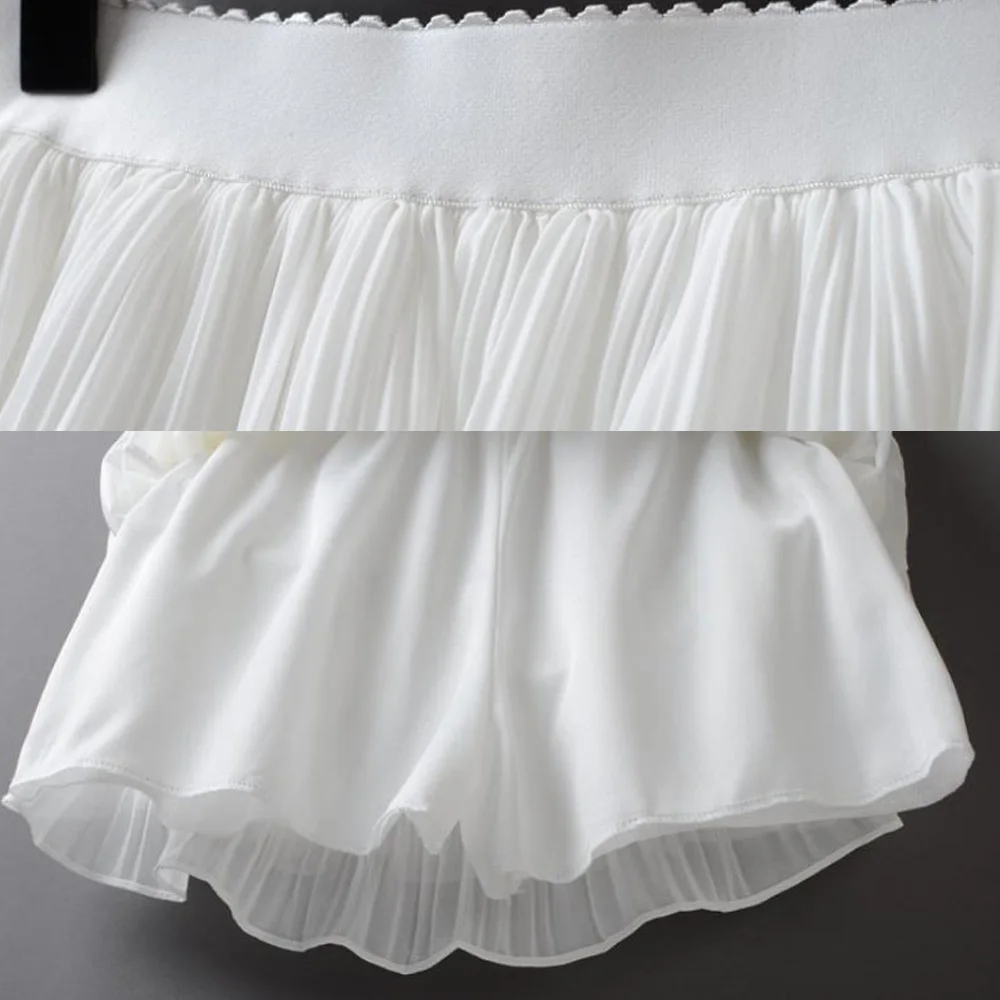 

3 Layers Women Chiffon Skirts Sweet Elastic High Waist Cake A-line Skirt School Girls Chic Black White Summer Mini Skirt Female