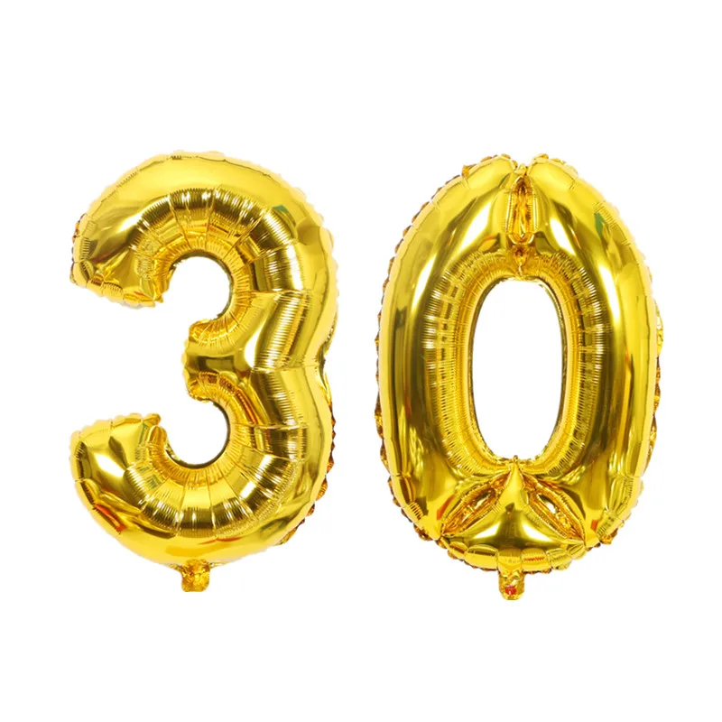 40 дюймов 32 дюйма Золотое серебряное число воздушные шары из фольги 10 20 30 50 60 70 80 90