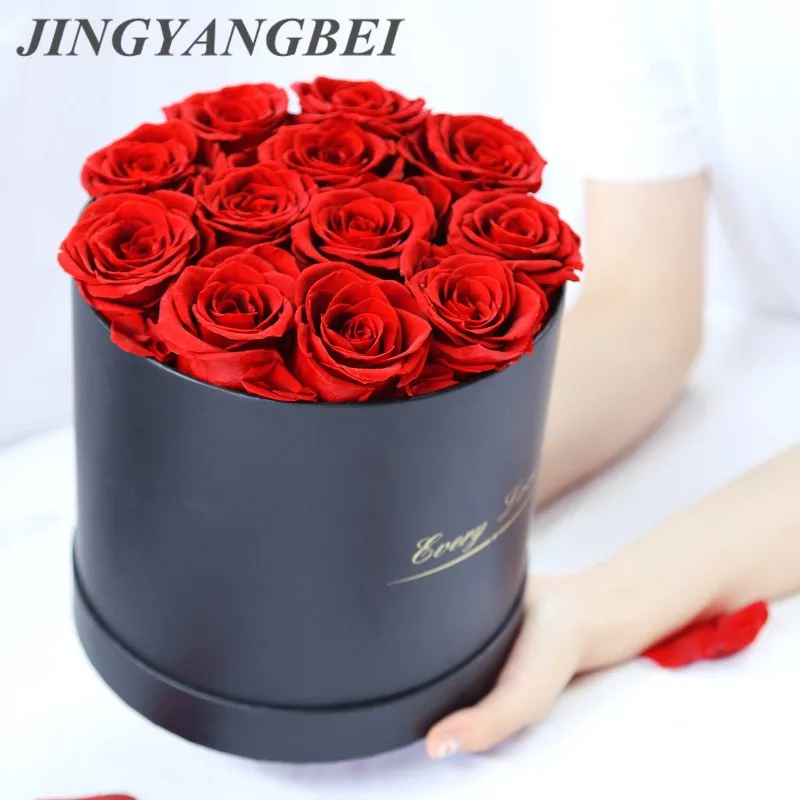 

High Quality 12pcs 4-5CM Preserved Eternal Roses with Box New Year Valentine's Gifts Forever Everlasting Rose Wedding Decoration