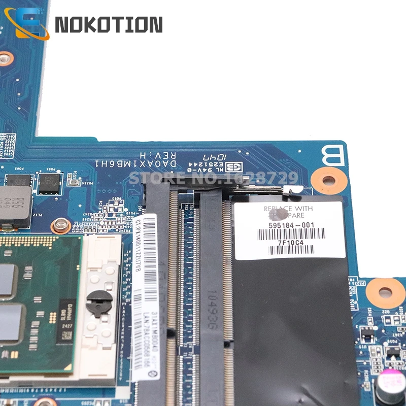 NOKOTION 595184-001 аккумулятор большой емкости DA0AX1MB6H1 для hp CQ62 CQ42 G62 G42 G72 Материнская плата ноутбука DDR3 HM55 процессор