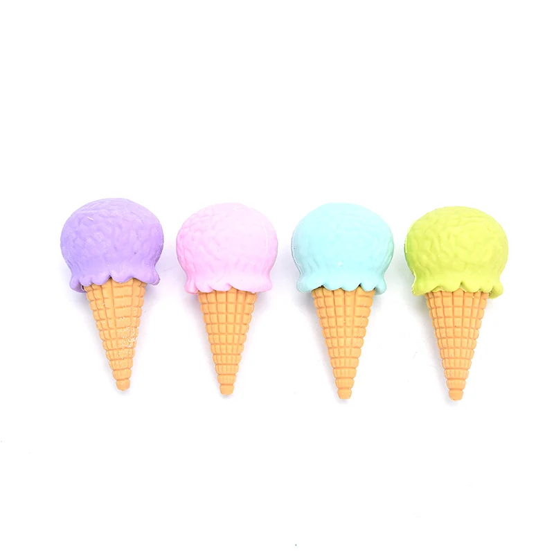 

4pcs Yummy Dessert Erasers Set Mini Lollipop Icecream Popsicle Donuts Rubber Pencil Eraser for Kids School Student Award