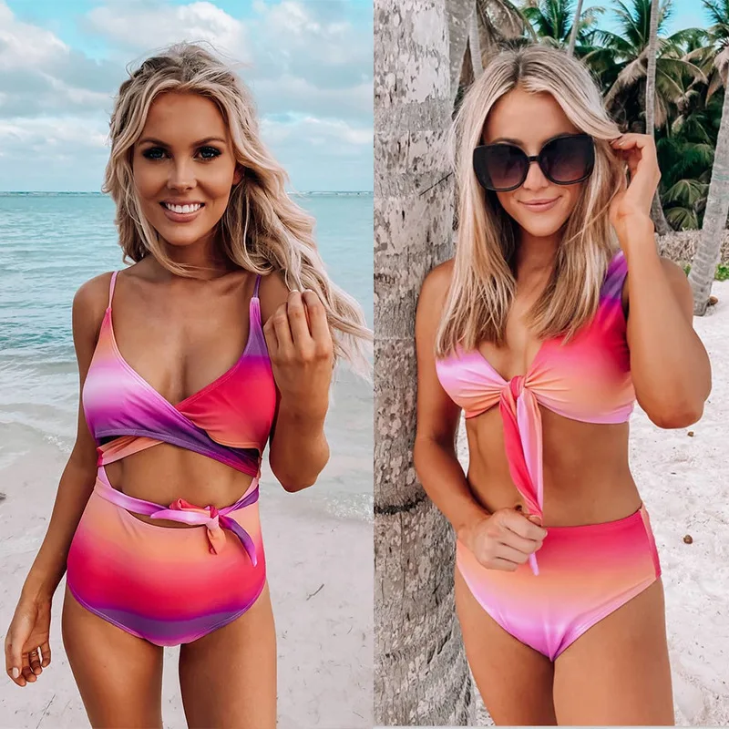 

Sexy Bowknot Swimwear Women Push Up Bikini Set Knotted Bandage Bikinis High Cut Out Swimsuit Swimming Suit Bathing Suit Bodysuit
