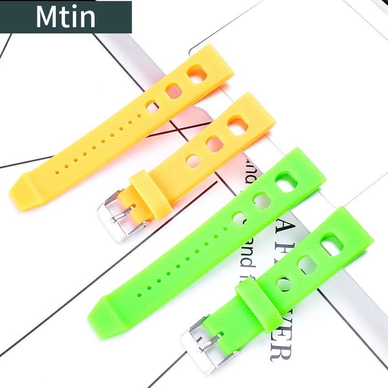 20mm Silicone Strap Pin Buckle Watch Accessories for Casio Tissot Seiko Outdoor Sports Diving Wristband Watch Chain tools
