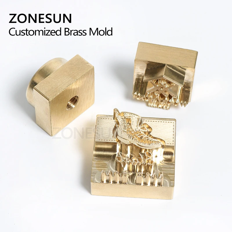 zonesun new 20mm thick brass leather stamp mold brand logo hot stamping emboss brass mold for christmas diy gift free global shipping