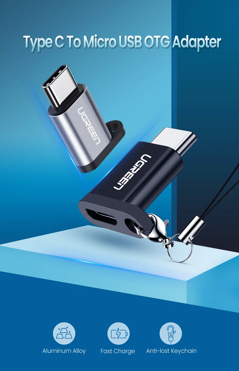 Ugreen usb c зарядное устройство usb type c штекер micro usb Женский адаптер зарядный кабель конвертер для samsung huawei xiaomi otg Android