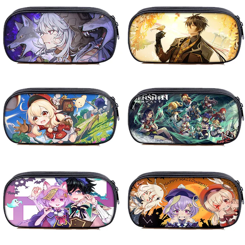 

Genshin Impact Pencil Cases Anime Kawaii Pencil Bag Stationary Student Writing Learning Office Polyester Supplies Stationery