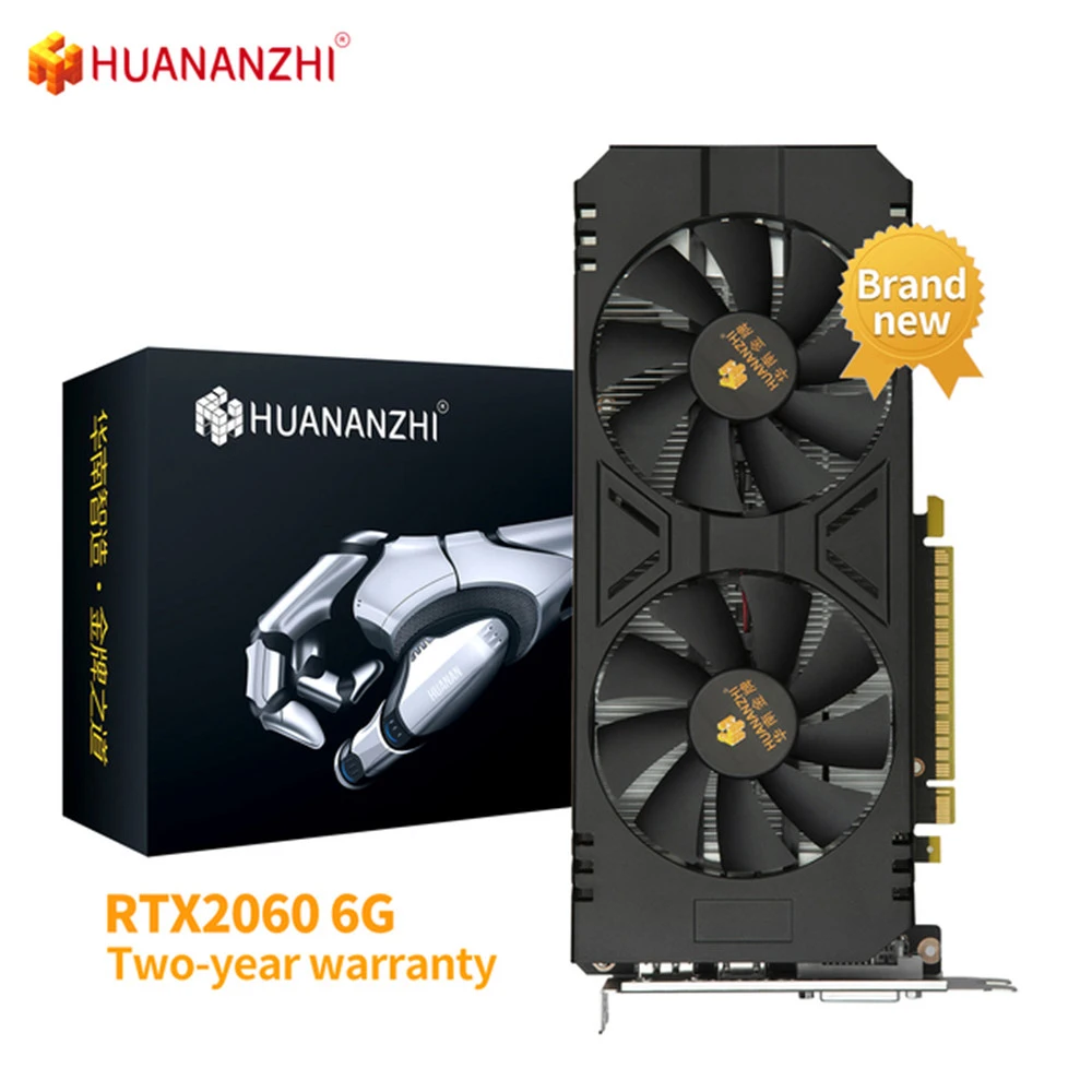 

100% New original HUANANZHI RTX2060 6G Graphics 192Bit GDDR6 DVI DP HDMI-Compatibl RTX 2060 Video Cards Geforce Game Computer