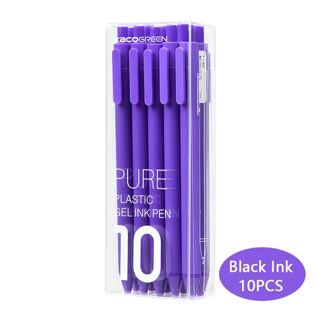 purple pen 10pcs KACO красочные знак ручка 10 цвета, шариковая ручка с сердечником прочная ручка 0,5 мм для школьников/рабочий/KACO пополнения чернил - Цвет: purple pen 10pcs