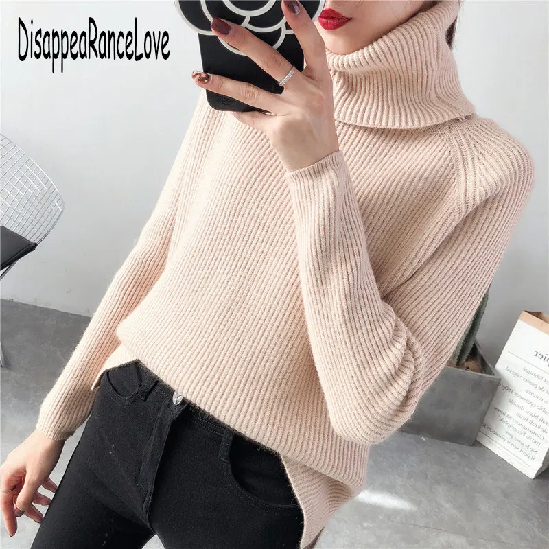

2021 New Autumn winter Women Knitted Sweaters Pullovers Turtleneck Long Sleeve Solid Color Slim Elastic Short Sweater Women
