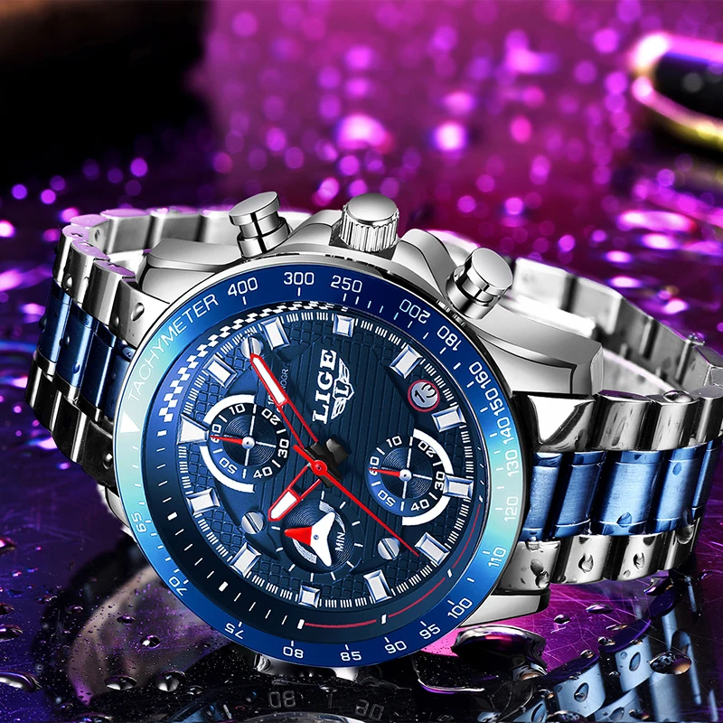 Часы LIGE мужские классические кварцевые водонепроницаемые | Наручные часы