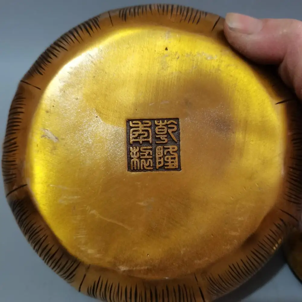 

Home Decor 6" Tibet Buddhism Old Bronze Frog statue Lotus Frog kettle flagon Frog lid teapot