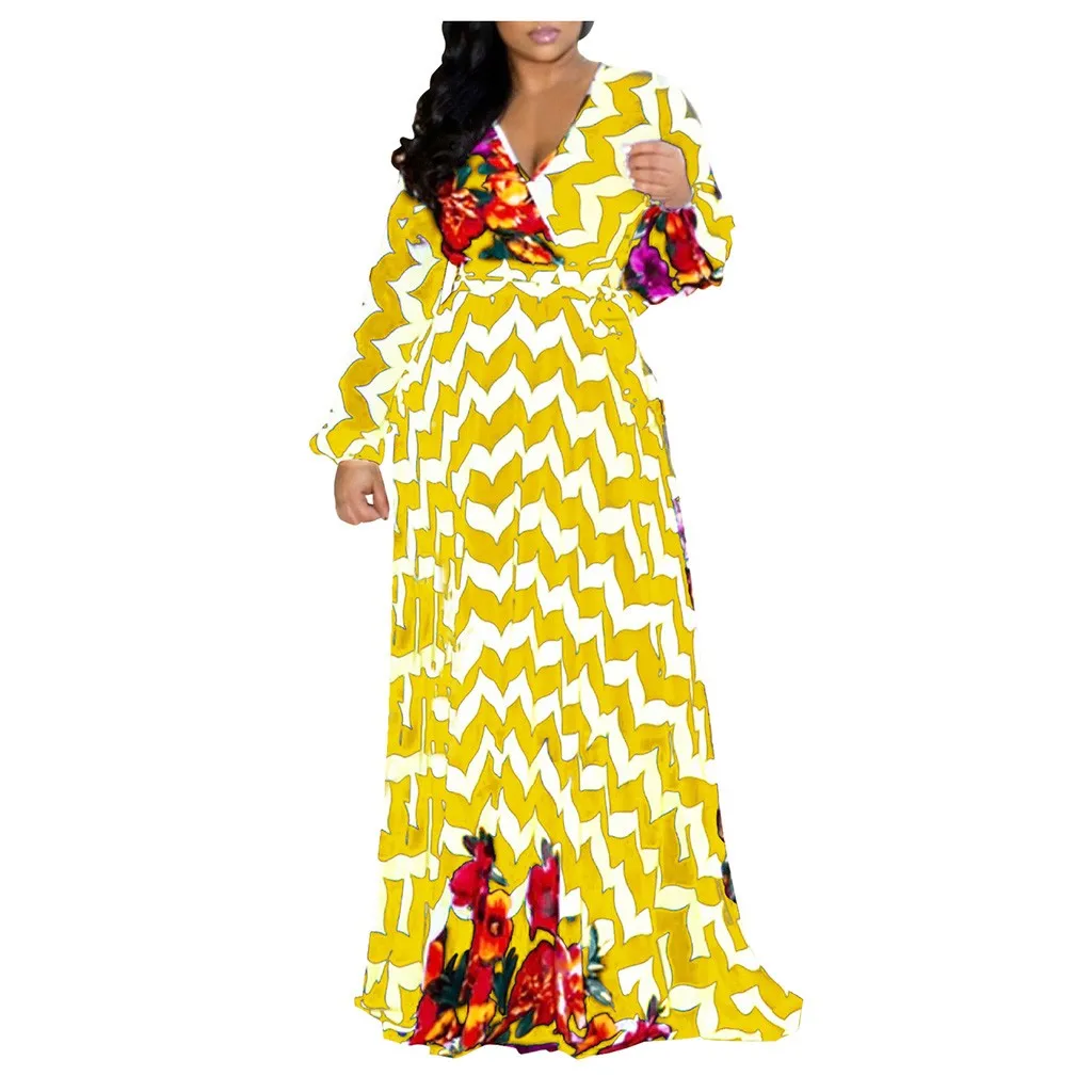 JAYCOSIN зимние платья женские модные с v образным вырезом длинным рукавом радужные