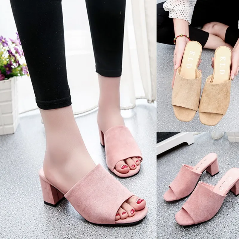 

Шлепанцы женские с острым носком, сланцы, квадратный каблук, тапочки, Уличная обувь, летние Тапочки