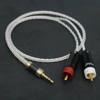 xssh hifi 8 core pure silver 3 5mm to 2rca jack aux audio cable headphone connecting line interfaz audio cord
