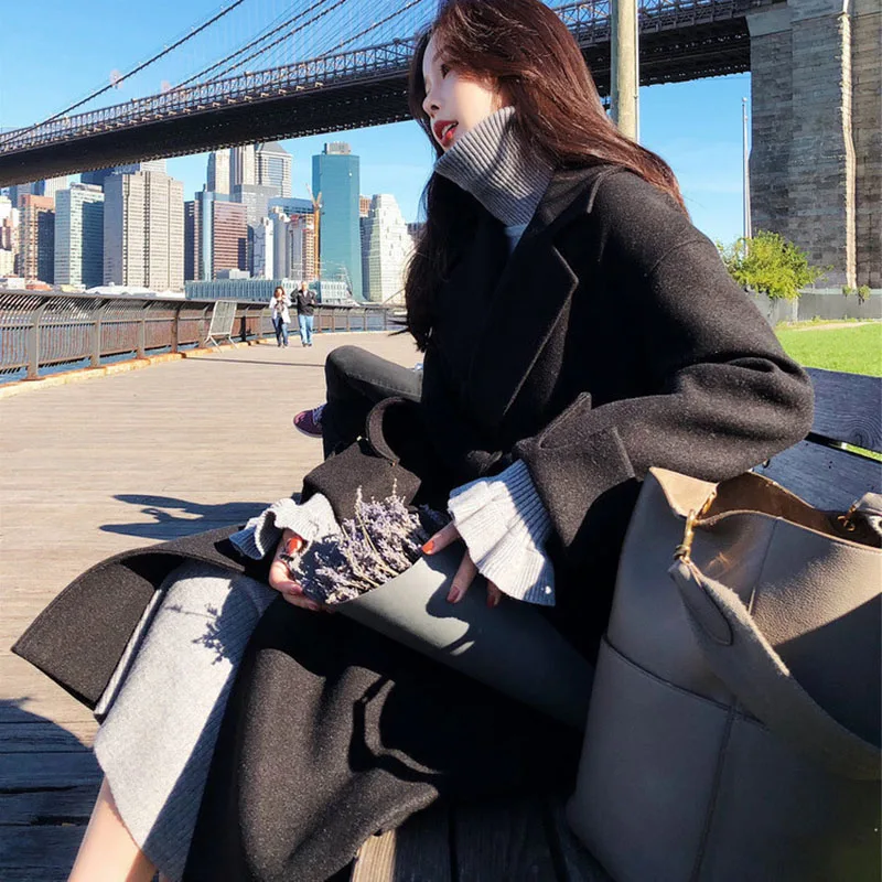 Hot Sale 2019 Fashion Women Artificial Woolen Coat Female Autumn Winter Slim Fit Wool Coats Warm Elegant Windproof IE998 | Женская