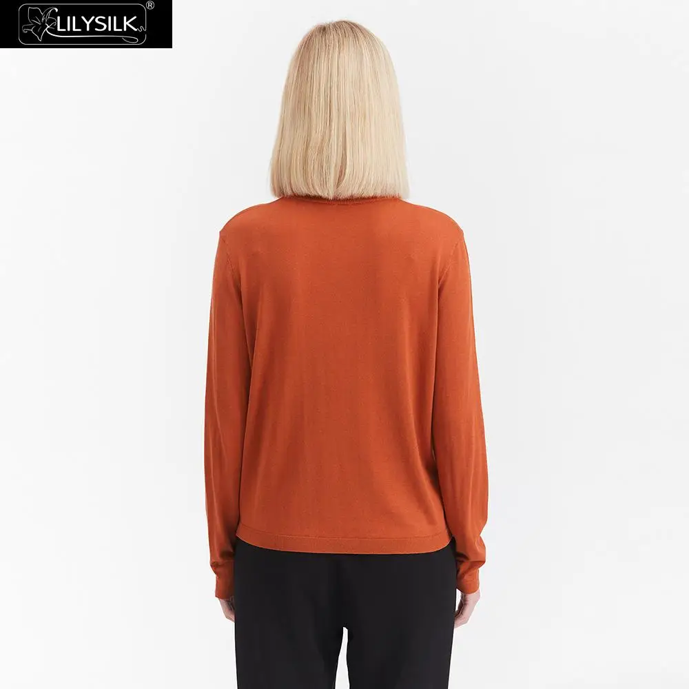 LilySilk шикарная женская футболка с воротником стойкой| |