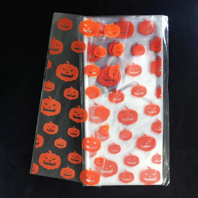 

100pcs Open Top Clear Plastic Bags Cookie Candy Treat Bag for Home Bakery Supplies Halloween Party Decoration Gift Packaging Bag