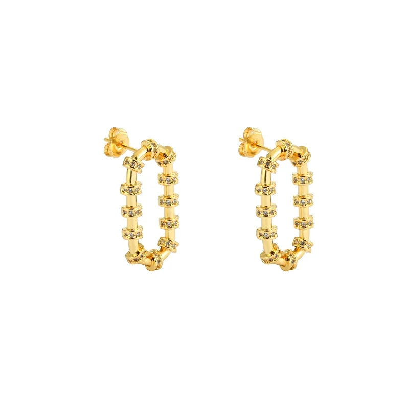 

Stud-earring monaco jewelry snake women's earrings copper zircon 18K gold plated hip hop pave setting gold earring for women