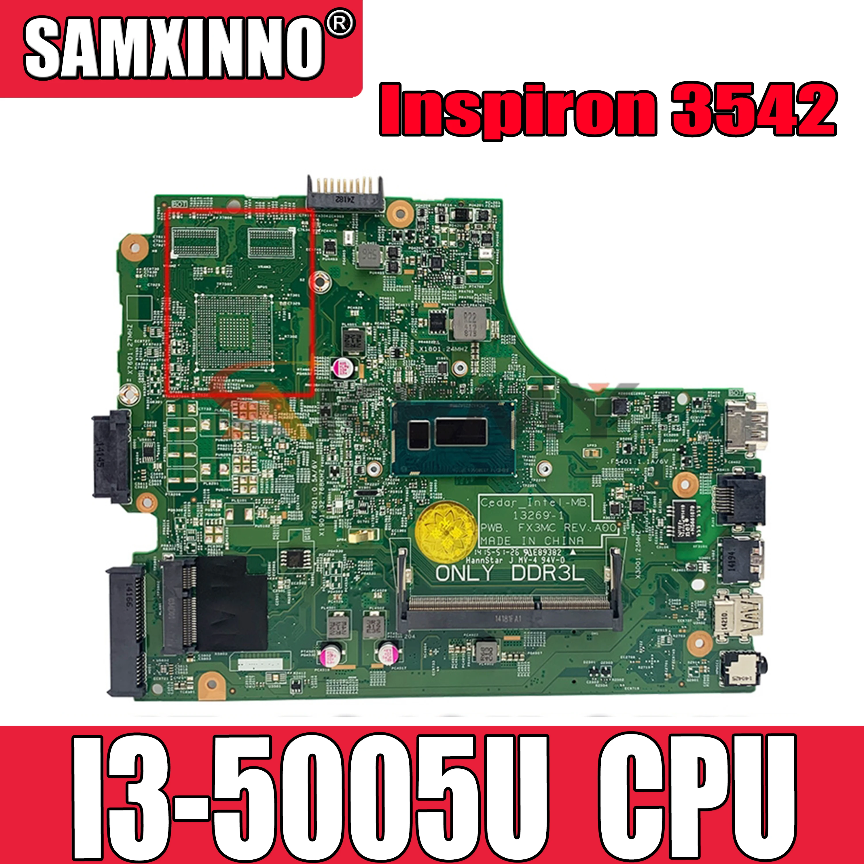 

Оригинальная материнская плата для ноутбука DELL Inspiron 3542 3442 SR27G I3-5005U материнская плата CN-0DV8F8 0DV8F8 13269-1