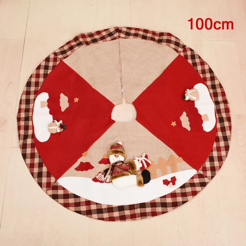 Рождественская Елочная юбка Санта Клаус Снеговик круглая Елочная юбка Рождественское украшение для елки 60 см юбка Pie De Arbol Navidad - Цвет: snowman 264