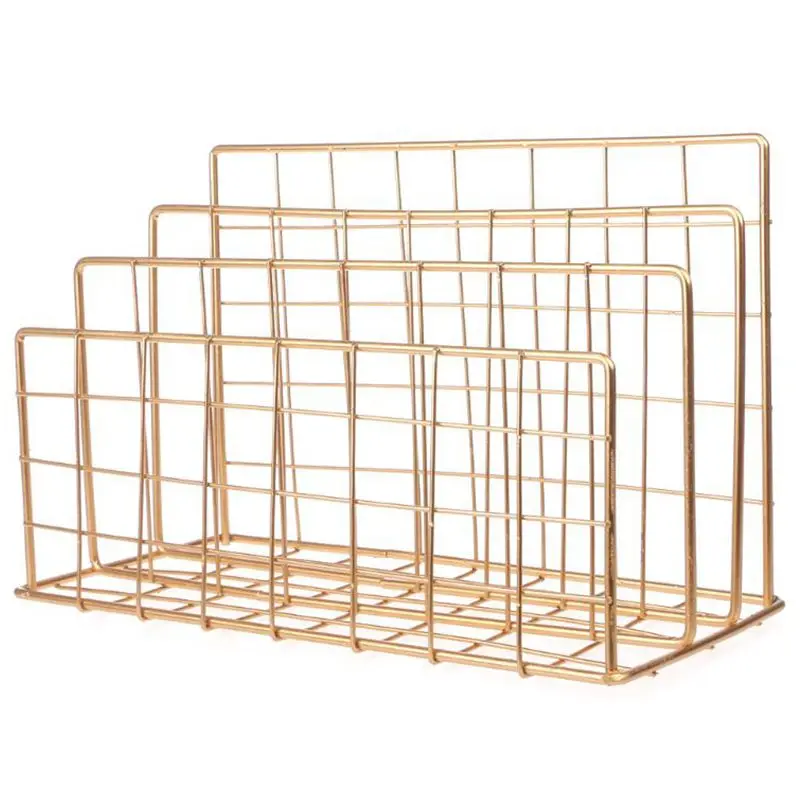 Железная стойка для хранения книг в скандинавском стиле трехслойная настольная