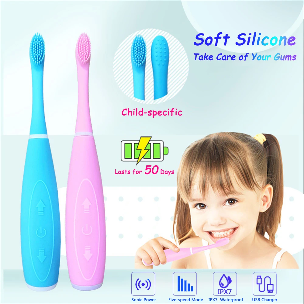 Мощная Электрическая зубная щетка Sonic водонепроницаемые зубные щетки для детей