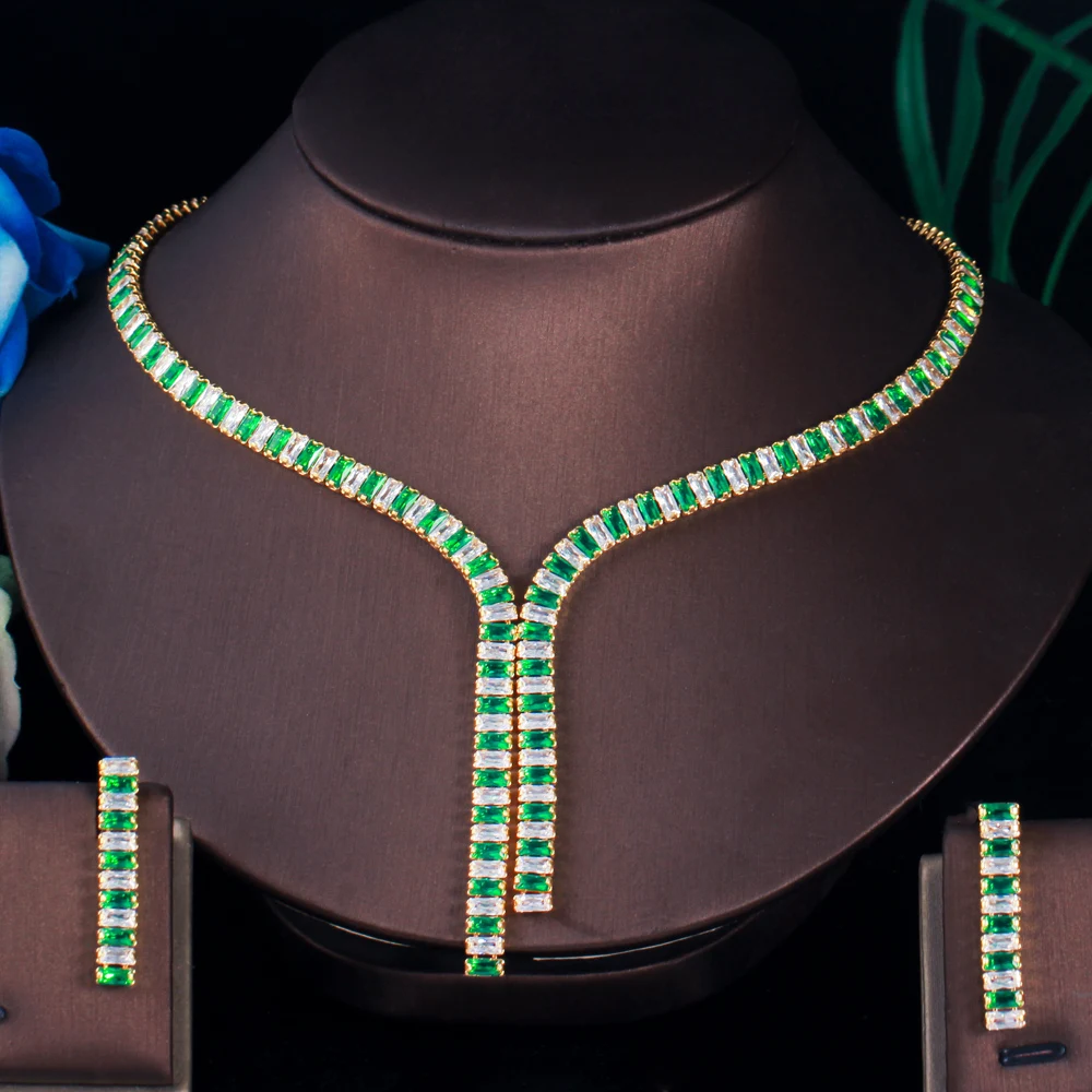 ThreeGraces великолепный квадратный красный CZ свадебный комплект ювелирных изделий