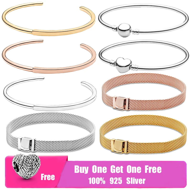

2021 New S925 Sterling Silver Snake Chain Bracelet Bangle Fit Women DIY Charms Beads For Jewelry Gift