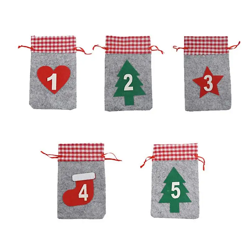 Рождественский календарь 10x15 см Подарочная сумка DIY войлочный обратный отсчет