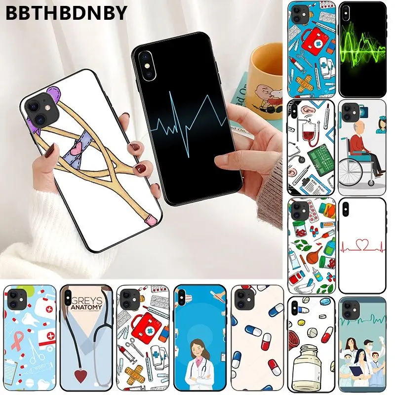 Чехол для телефона медсестры Сердце ТПУ черный чехол iPhone 11 pro XS MAX 8 7 6 6S Plus X 5 5S SE XR |