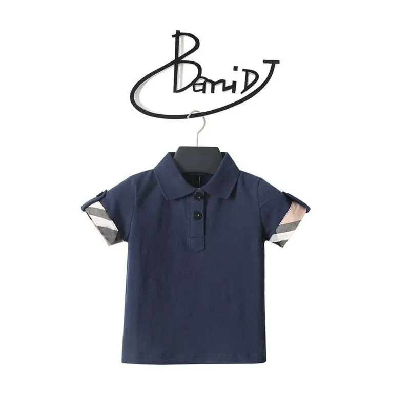 

2021 New Summer Boys T Shirt Fashion Lapel stripes Kids TShirt For Boy Cotton Short Sleeve Baby T Shirt Children's Clothes Brand