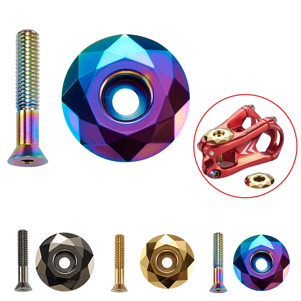 

Outdoor Bicycle Top Tube Cap Screw Headset Cover Stem Spacers Mountain Bike Parts Headset Cap Aluminum Alloy Rainbow Color