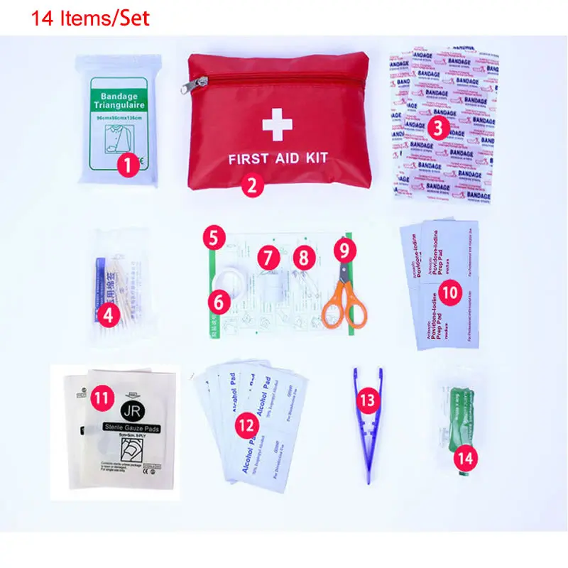 

14 Items/Set Person Portable Outdoor Waterproof First Aid Kit For Family Or Travel Emergency Medical Treatment