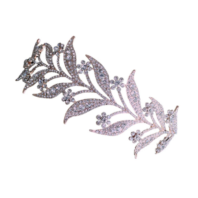 Luxury Silver Color Crystal Leaf Vine Bridal Tiaras Crowns Wedding Hair Accessories Rhinestone Pageant Crown Bride Head Jewelry | Украшения