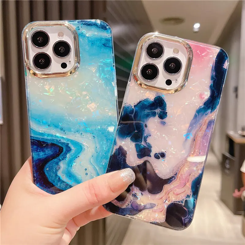 Блестящий чехол с мраморным рисунком для iPhone 13 Pro Max 12 11 XS XR X 7 8 Plus | Мобильные