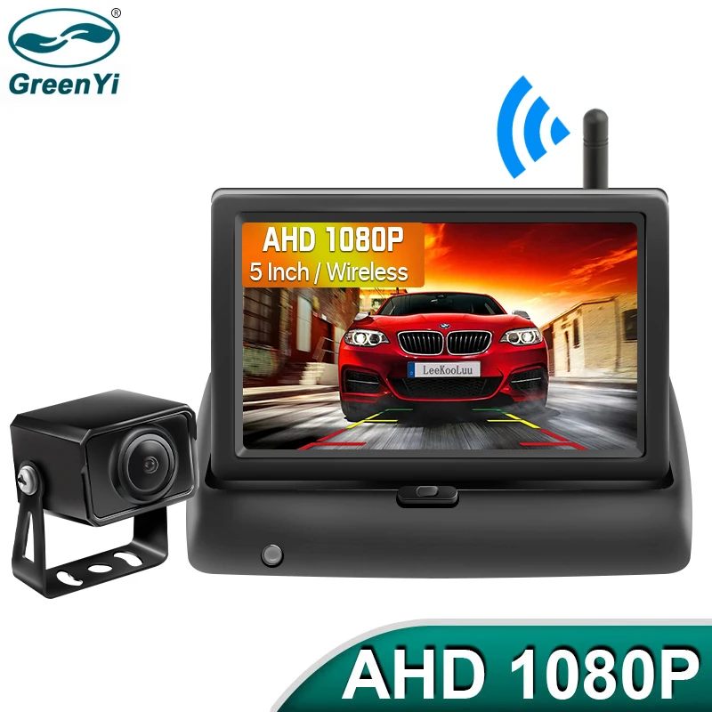 GreenYi Беспроводной 5 &quot1080P складной IPS монитор задний вид автомобиля Камера