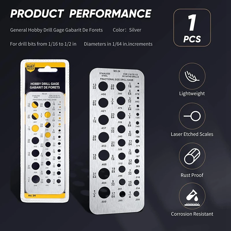 Манометр из нержавеющей стали для сверл размером 1/16 дюйма индекс диаметра 17