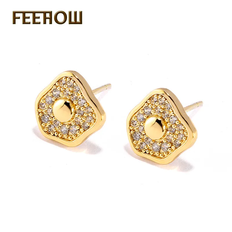 Женские серьги гвоздики FEEHOW изысканные геометрические в корейском классическом