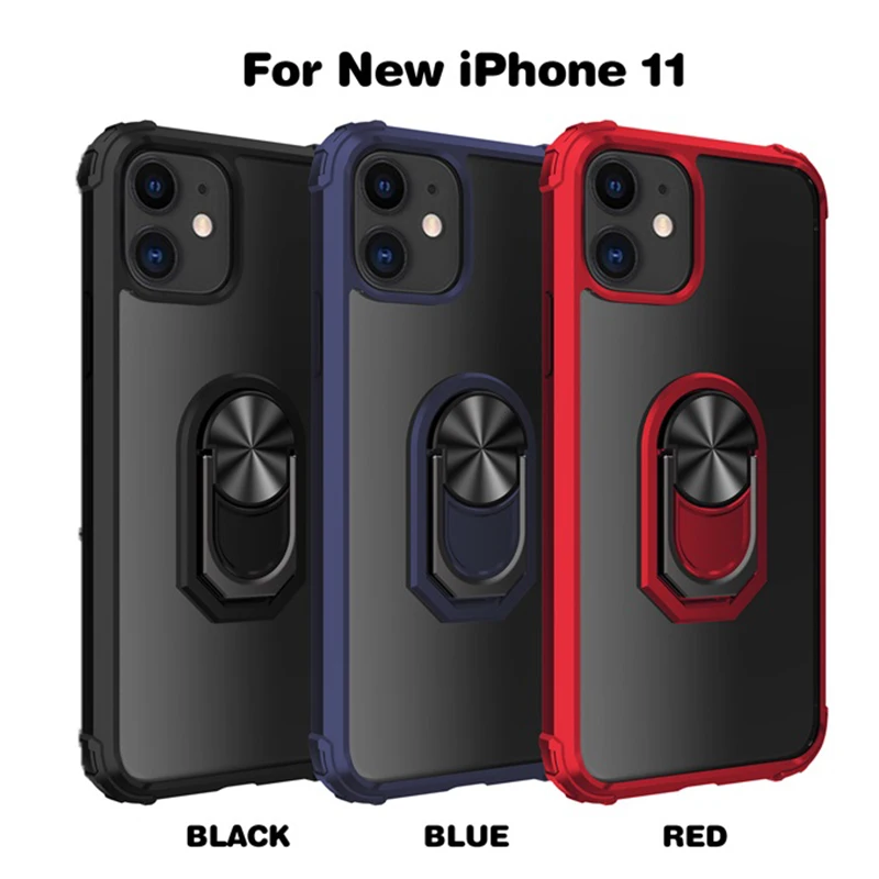 Для iPhone 11 Pro Max чехол PC + кольцо из ТПУ магнетизм держатель четыре угла анти-падение